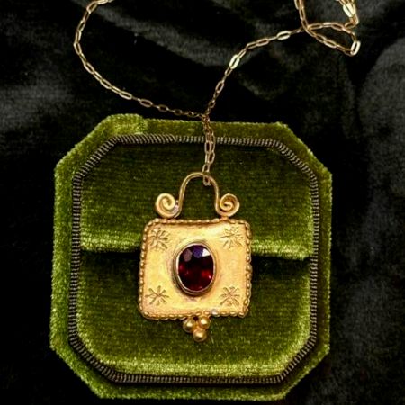 Handcrafted Garnet gemstone necklace, Brass with 22k gold plated